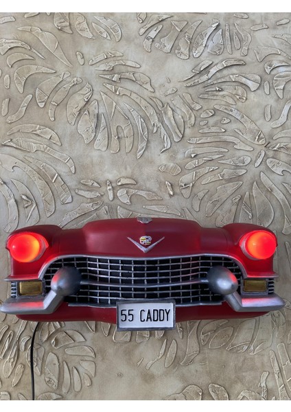 Işıklı Cadillac Duvar Obje Araba,kırmızı