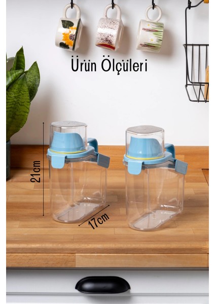 2 Adet Contalı Sızdırmaz Erzak Saklama Kabı / 1100 ml / Mavi