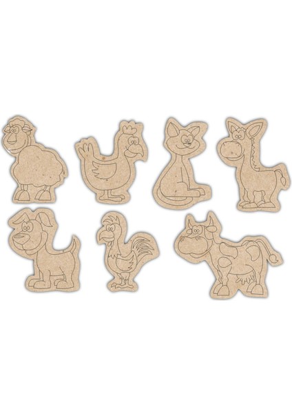 Ahşap 7 Li Set Hayvanlar Boyama Eğitici Montessori Çocuk Gelişim Oyuncağı