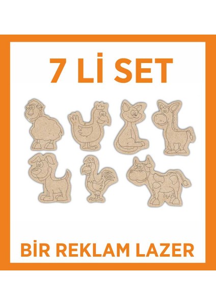Ahşap 7 Li Set Hayvanlar Boyama Eğitici Montessori Çocuk Gelişim Oyuncağı