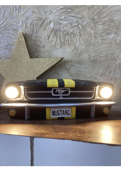 Işıklı Mustang Duvar Obje Araba Siyah Sarı