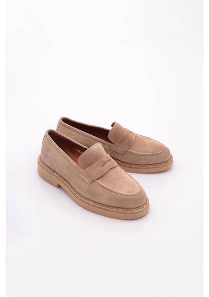 Erkek Loafer Ayakkabı Bej Süet Kısa Topuklu Rahat Kullanım İçin Tasarlandı fiyatları