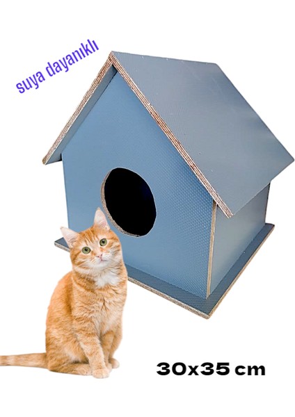 Ahşap Kedi Yuvası Dış Mekan Suya Dayanıklı 30x35 cm