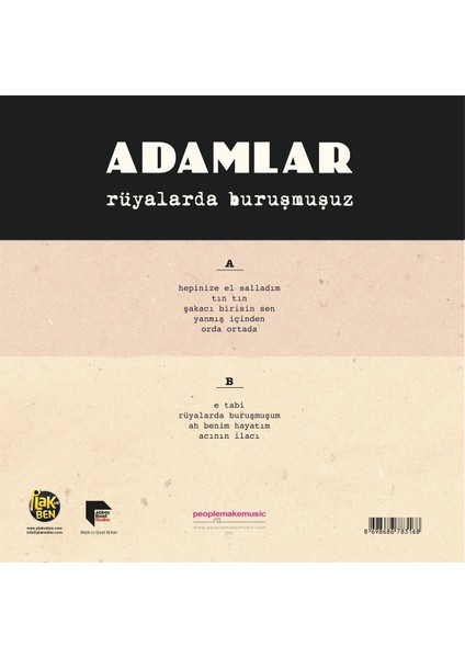 Adamlar Rüyalarda Buruşmuşuz Plak fiyatları