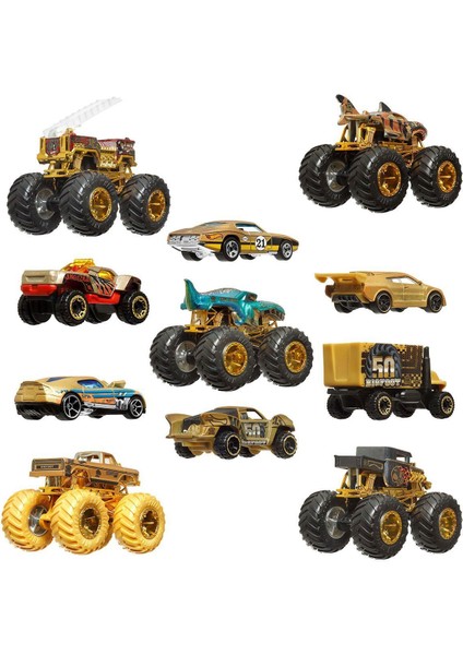 JDW07 Hot Wheels Monster Trucks Bigfoot Trophy Şampiyonları Araba ve Kamyon Çokl