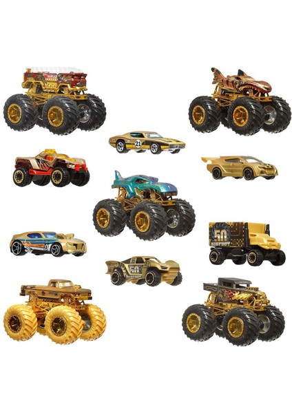 JDW07 Hot Wheels Monster Trucks Bigfoot Trophy Şampiyonları Araba ve Kamyon Çokl