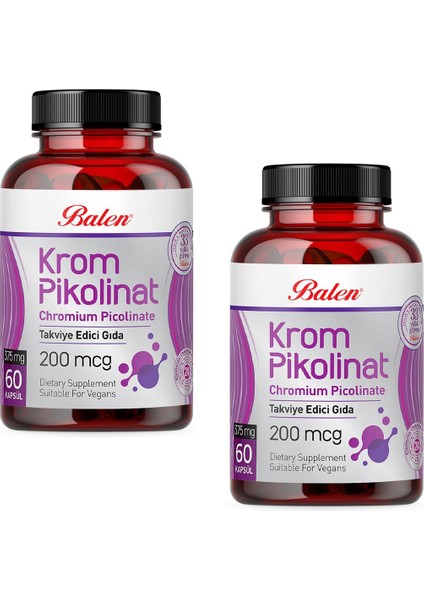 Krom Pikolinat Kapsül 375 Mg 60 Kapsül x 2 Adet