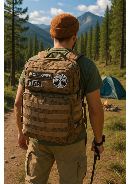 45L Kamuflaj Taktik Sırt Çantası | Outdoor, Kamp, Askeri Stil, Su Geçirmez, Çok Gözlü