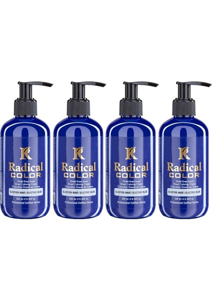 New 25/electricblue Amonyaksız Su Bazlı Saç Boyası 250 ml 4 Adet Elektrik Mavi