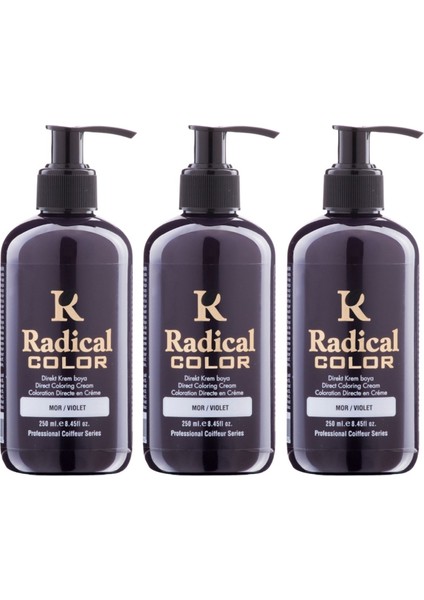 New 25/violet Amonyaksız Su Bazlı Saç Boyası 250 ml 3 Adet Mor