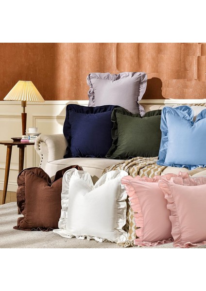 Fırfırlı 2'li Paket Lacivert Kırlent Kılıfı Kadifemsi, Leke Tutmaz, Boho Veya Çiftlik Evi, Etnik, Retro ve Şık Stil 8 Renk fiyatları