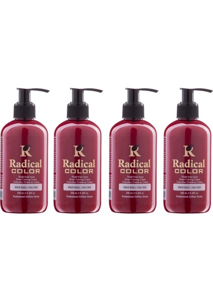 New 25/chilired Amonyaksız Su Bazlı Saç Boyası 250 ml 4 Adet Biber Kızılı