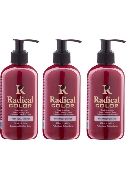 New 25/chilired Amonyaksız Su Bazlı Saç Boyası 250 ml 3 Adet Biber Kızılı