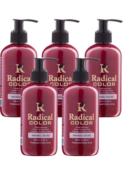 New 25/chilired Amonyaksız Su Bazlı Saç Boyası 250 ml 5 Adet Biber Kızılı