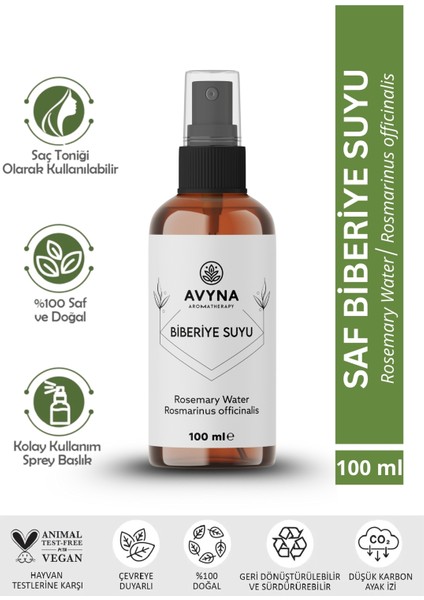 Biberiye Suyu Dökülme Karşıt ve Saç Uzamasını Destekleyici Saç Toniği %100 Doğal ve Saf 100 ml (Rosemary Water)