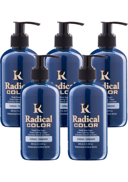 New 25/turquoise Amonyaksız Su Bazlı Saç Boyası 250 ml 5 Adet Turkuaz