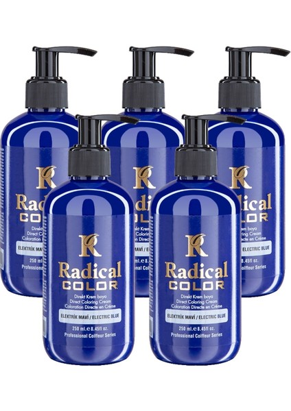 New 25/electricblue Amonyaksız Su Bazlı Saç Boyası 250 ml 5 Adet Elektrik Mavi