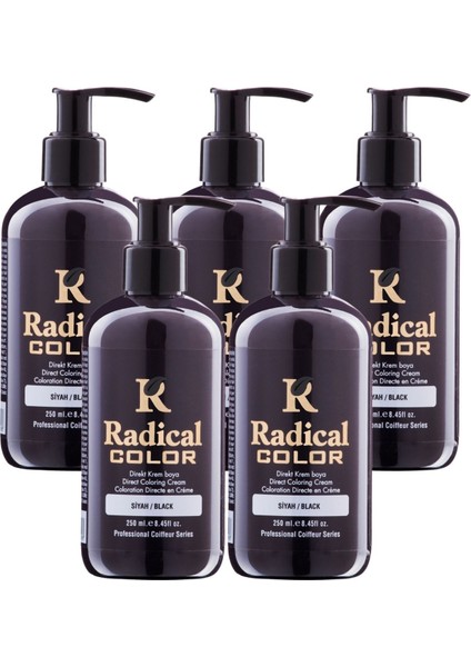 New 25/black Amonyaksız Su Bazlı Saç Boyası 250 ml 5 Adet Siyah