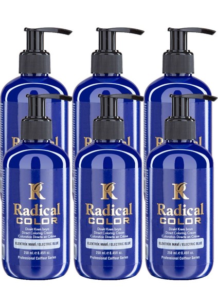 New 25/electricblue Amonyaksız Su Bazlı Saç Boyası 250 ml 6 Adet Elektrik Mavi