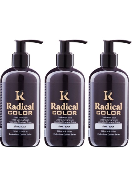 New 25/black Amonyaksız Su Bazlı Saç Boyası 250 ml 3 Adet Siyah