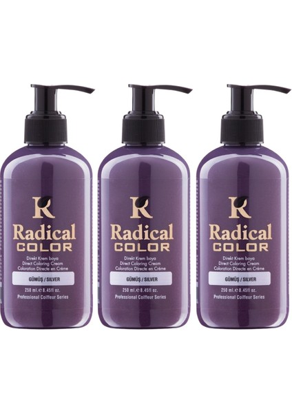 New 25/silver Amonyaksız Su Bazlı Saç Boyası 250 ml 3 Adet Gümüş