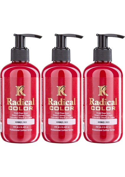 New 25/red Amonyaksız Su Bazlı Saç Boyası 250 ml 3 Adet Kırmızı