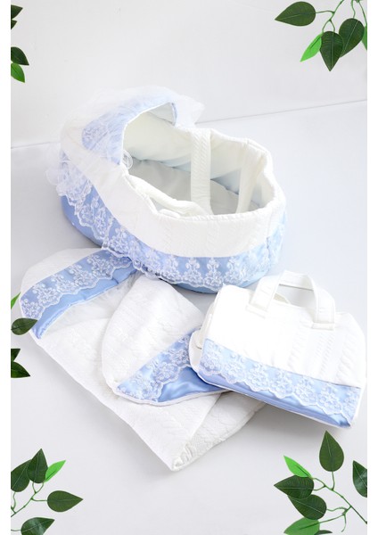 Erkek Bebek Süslü Puset Kundak Battaniye Bebek Çanta Anakucağı Seti STL6960