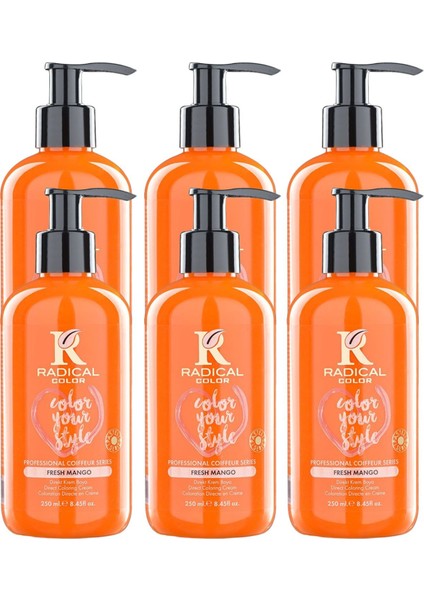 New 25/freshmango Amonyaksız Su Bazlı Saç Boyası 250 ml 6 Adet Mango