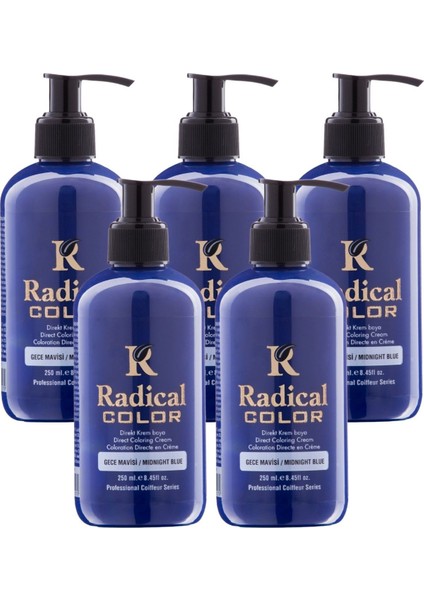 New 25/midnightblue Amonyaksız Su Bazlı Saç Boyası 250 ml 5 Adet Gece Mavisi