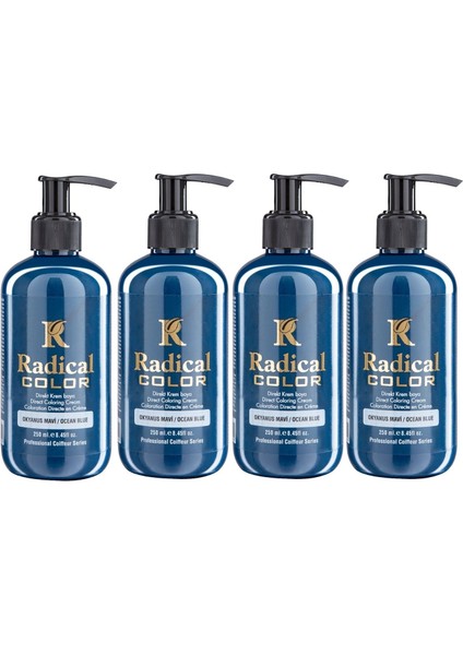 New 25/oceanblue Amonyaksız Su Bazlı Saç Boyası 250 ml 4 Adet Okyanus Mavi