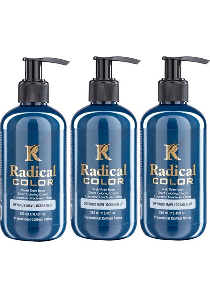 New 25/oceanblue Amonyaksız Su Bazlı Saç Boyası 250 ml 3 Adet Okyanus Mavi