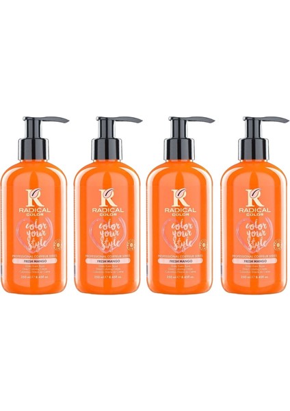 New 25/freshmango Amonyaksız Su Bazlı Saç Boyası 250 ml 4 Adet Mango