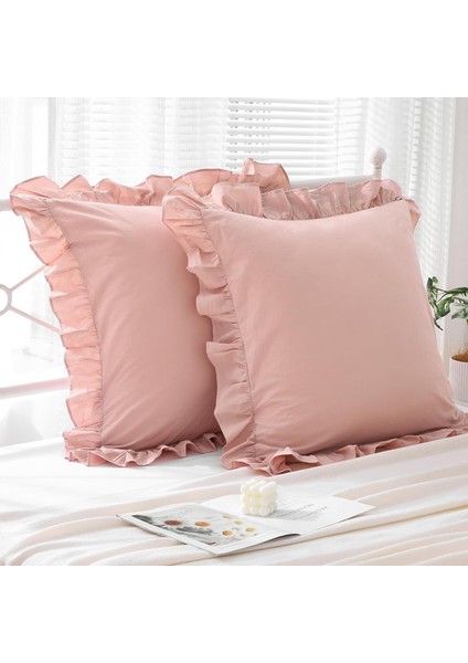 Fırfırlı 2'li Paket Kırlent Kılıfı Kadifemsi, Leke Tutmaz, Boho Veya Çiftlik Evi, Etnik, Retro ve Şık Stil 8 Renk