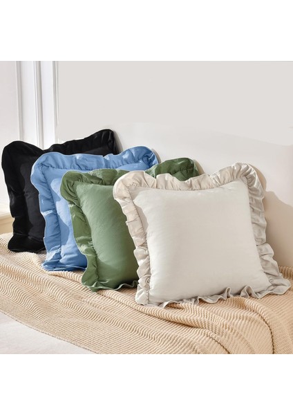 Fırfırlı 2'li Paket Kırlent Kılıfı Kadifemsi, Leke Tutmaz, Boho Veya Çiftlik Evi, Etnik, Retro ve Şık Stil 8 Renk modelleri