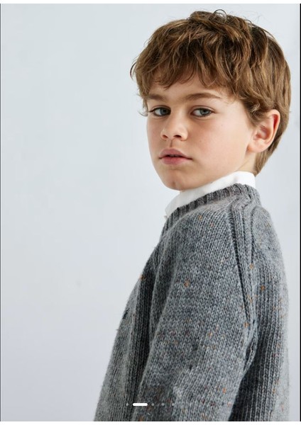 Erkek Çocuk Gri Örme Kazak 7390 modelleri