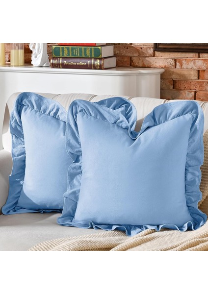 Fırfırlı 2'li Paket Kırlent Kılıfı Kadifemsi, Leke Tutmaz, Boho Veya Çiftlik Evi, Etnik, Retro ve Şık Stil 8 Renk