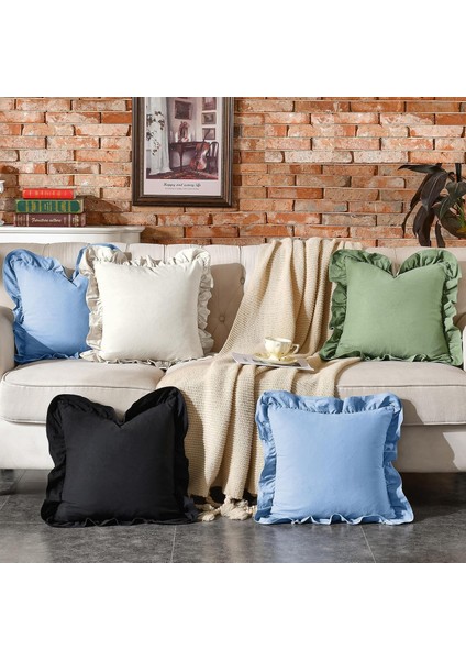 Fırfırlı 2'li Paket Kırlent Kılıfı Kadifemsi, Leke Tutmaz, Boho Veya Çiftlik Evi, Etnik, Retro ve Şık Stil 8 Renk modelleri