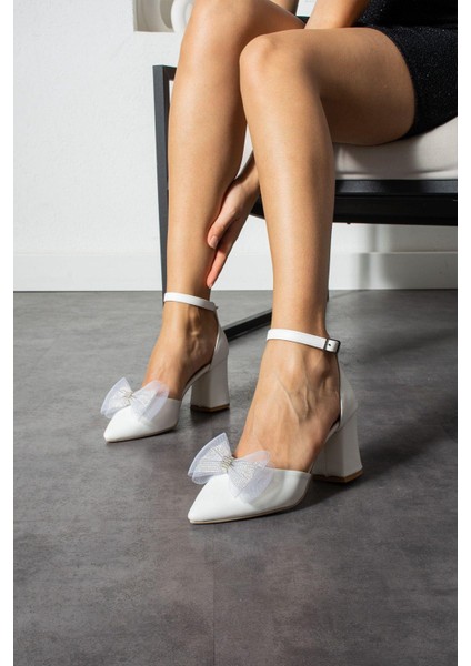 Beyaz Inci Boncuk Detaylı Abiye Ayakkabı fiyatları