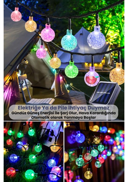 100 Ledli 8 Modlu Solar Kristal Top Rgb Işık Bahçe Aydınlatma Dekorasyon Güneş Enerji modelleri