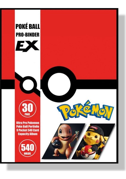 Koleksiyoner Pokemon Kart Albümü - Kartlık - Poke Ball Pro - Binder Ex Model (30 Sayfa -540 Kartlık)