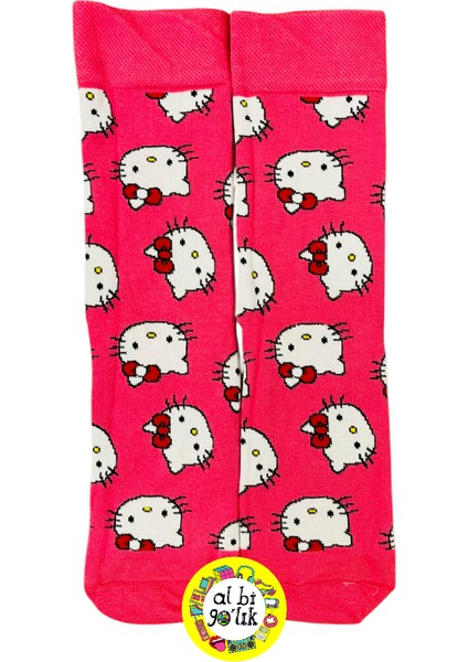 Hello Kitty Karakter Desenli Pamuklu Soket Çorap
