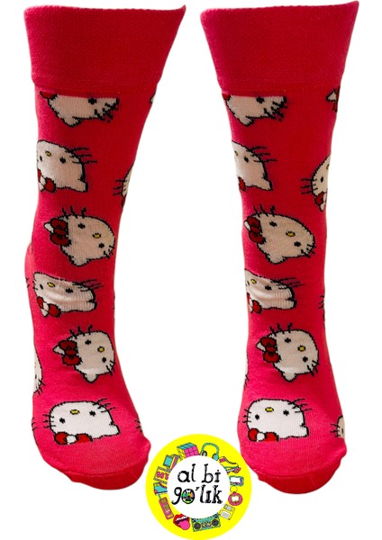 Hello Kitty Karakter Desenli Pamuklu Soket Çorap