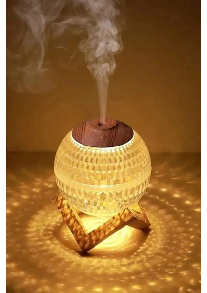 Hava Nemlendirici Buhar Makinesi Ahşap Detaylı Full Led Gece Lambası