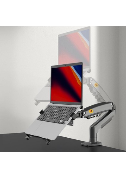 North Bayou NB F80 (2025 Yeni Model) Amortisörlü Tekli Monitör Standı ve Laptop Standı Gri (10-32 İnç)-(2-9 Kg)