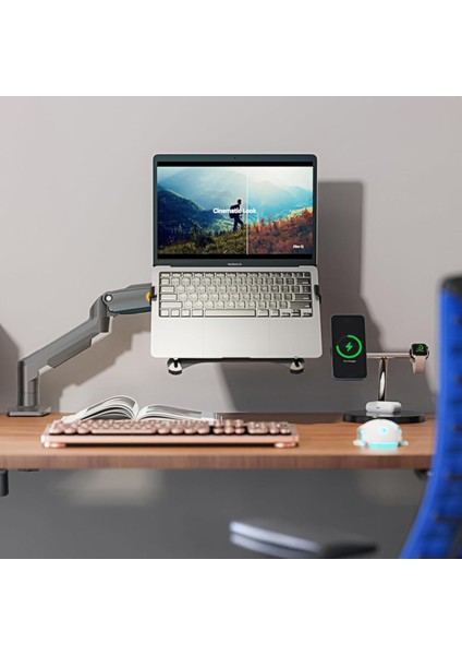North Bayou NB F80 (2025 Yeni Model) Amortisörlü Tekli Monitör Standı ve Laptop Standı Gri (10-32 İnç)-(2-9 Kg)
