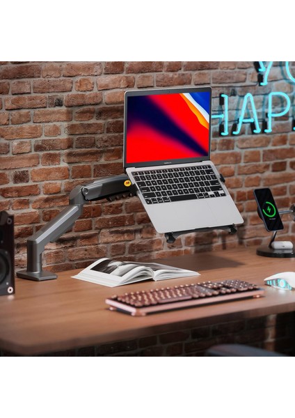 North Bayou NB F80 (2025 Yeni Model) Amortisörlü Tekli Monitör Standı ve Laptop Standı Gri (10-32 İnç)-(2-9 Kg)