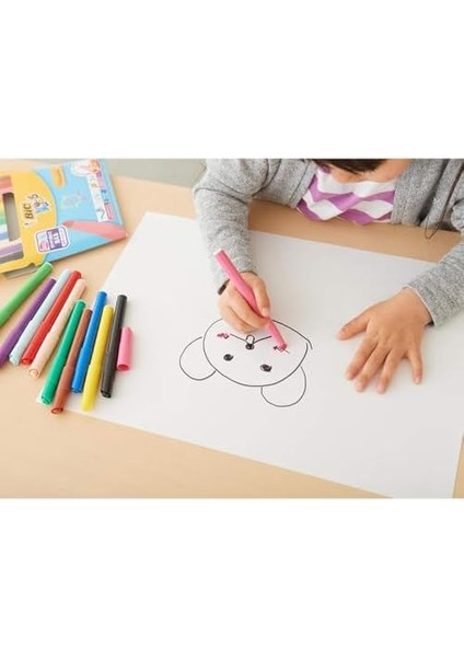 Kids Visa Color Xl Keçeli Boya Kalemi 12 Renk, Su Bazlı Mürekkep, Kolayca Çoğu Kumaştan Çıkar, 3 Yaş ve Üzeri Çocuklar Için Ideal