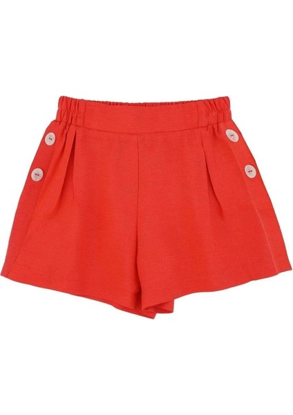 Kız Çocuk Düğme Detay Şort
