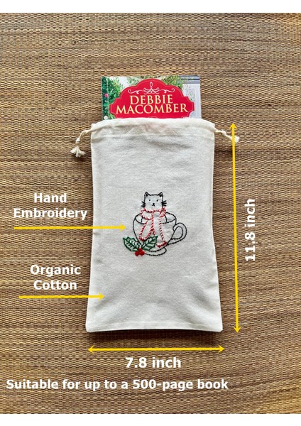 Nakışlı Kitap Kılıfı Ham Kumaş Kedi Motifli Kitap Sever Hediyesi indirimleri