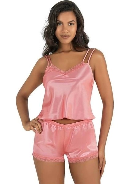 Aria's Closet Mercan Saten Şort Takımı 9210